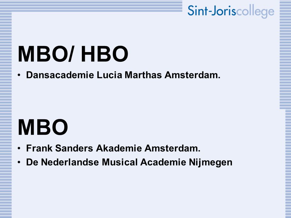 MBO/ HBO MBO Dansacademie Lucia Marthas Amsterdam.
