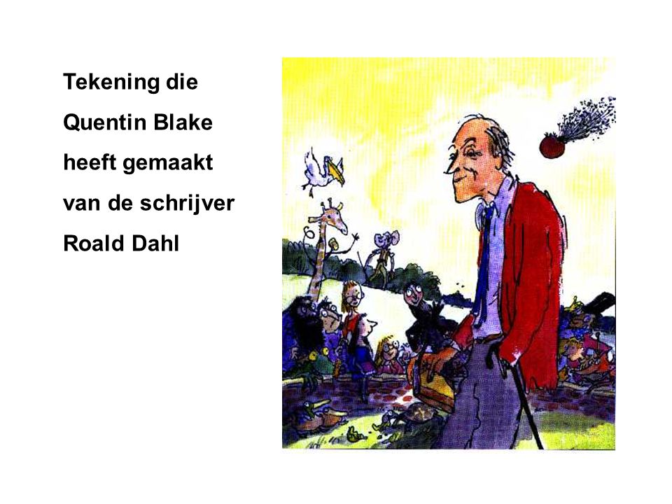 Tekening die Quentin Blake heeft gemaakt van de schrijver Roald Dahl
