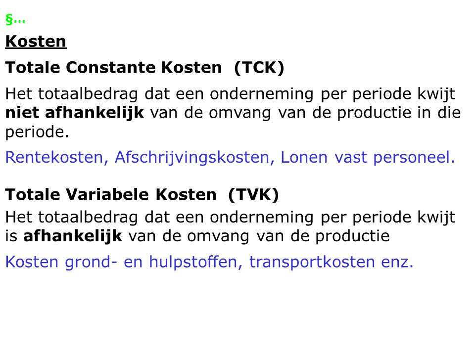 Totale Constante Kosten (TCK)