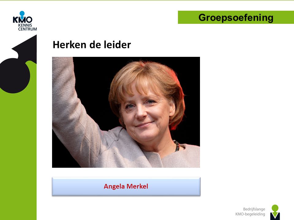 Herken de leider Groepsoefening Angela Merkel