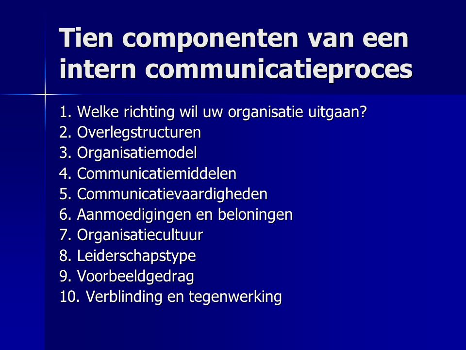 Tien componenten van een intern communicatieproces