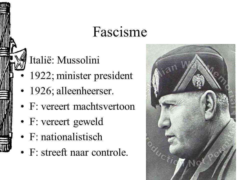 Fascisme Italië: Mussolini 1922; minister president