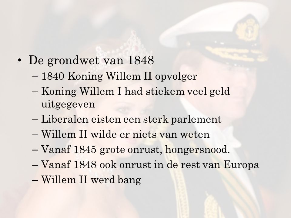 De grondwet van Koning Willem II opvolger