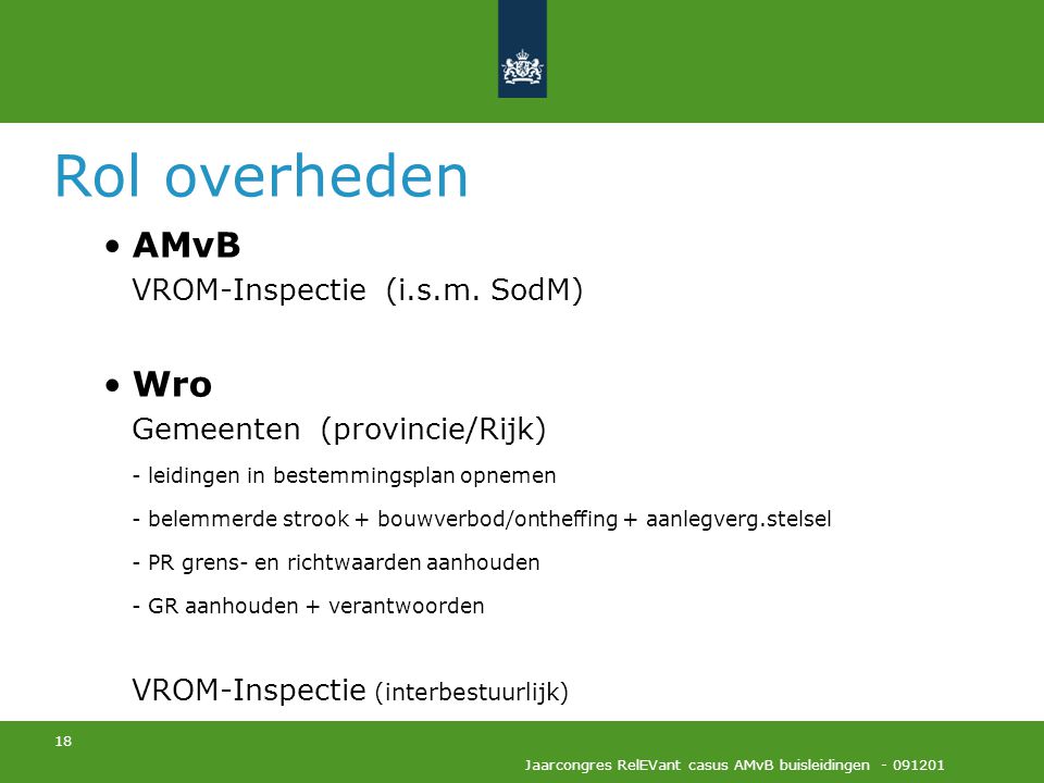 Rol overheden AMvB VROM-Inspectie (i.s.m. SodM)