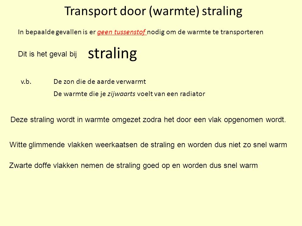 Transport door (warmte) straling