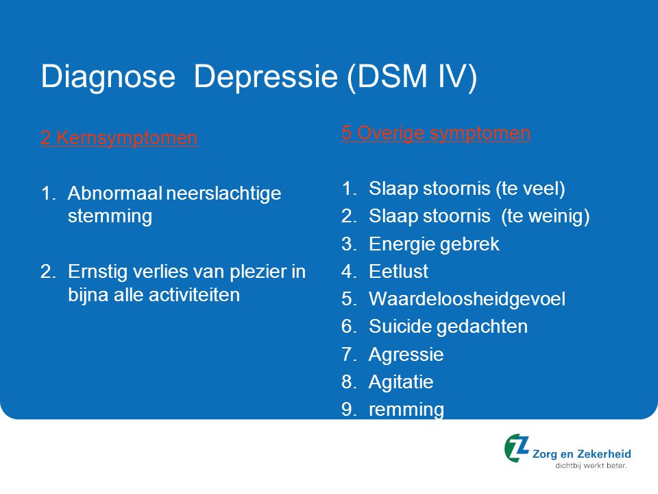 Diagnose Depressie (DSM IV)