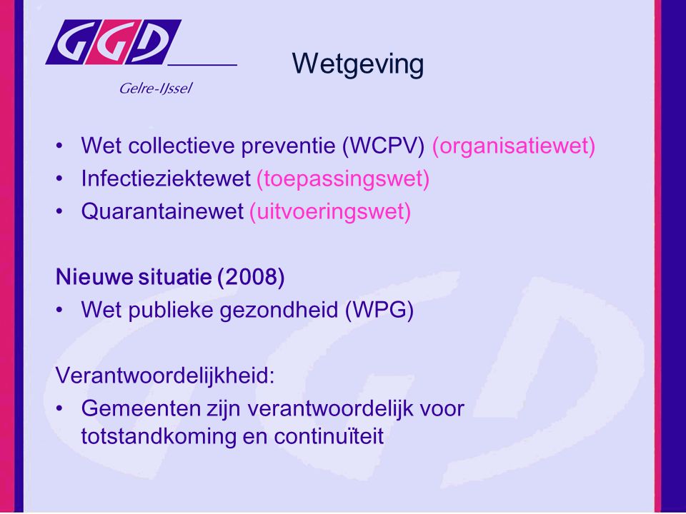 Wetgeving Wet collectieve preventie (WCPV) (organisatiewet)