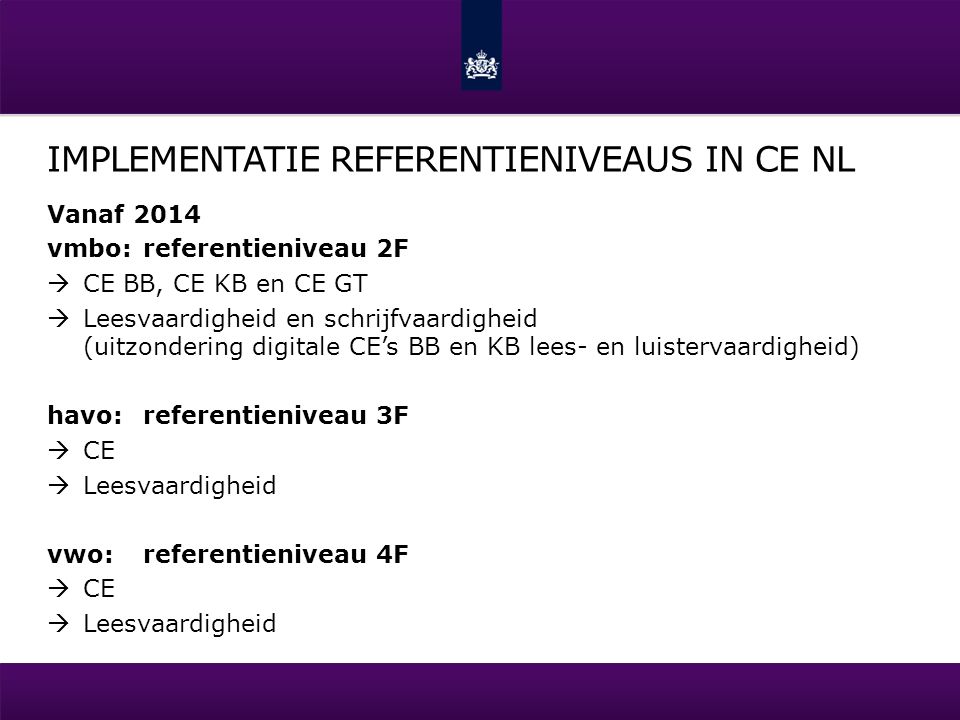 Implementatie Referentieniveaus in CE NL