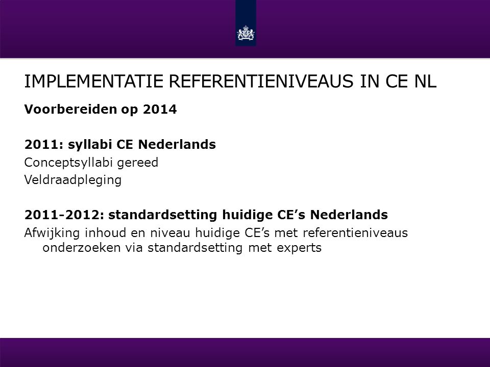 Implementatie Referentieniveaus in CE NL