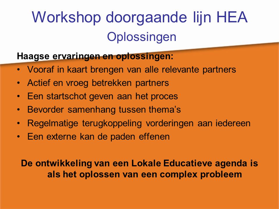 Workshop doorgaande lijn HEA Oplossingen