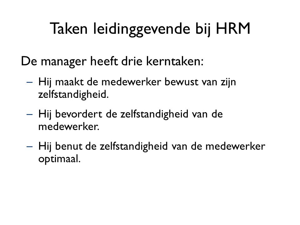 Taken leidinggevende bij HRM