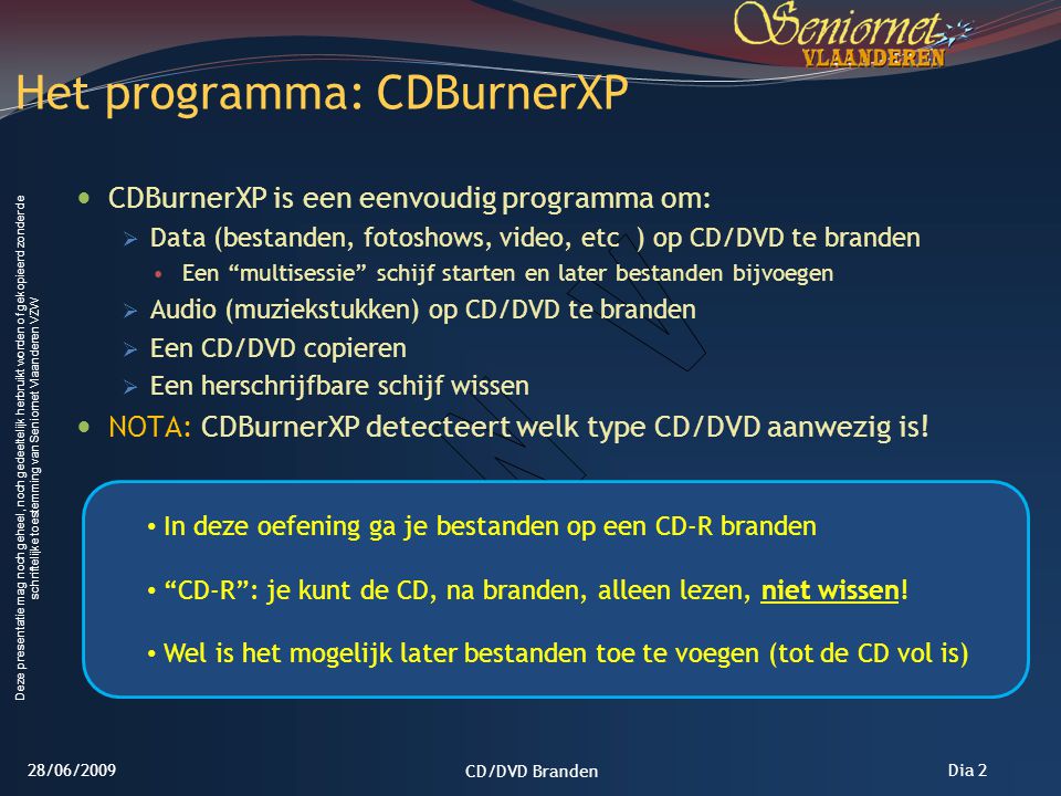 Het programma: CDBurnerXP