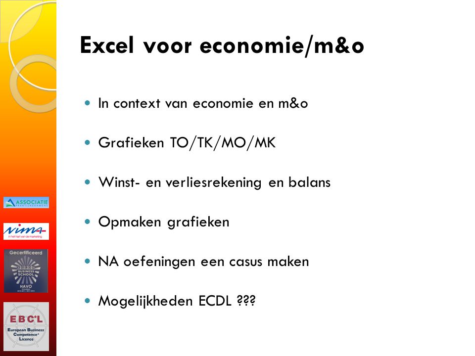Excel voor economie/m&o