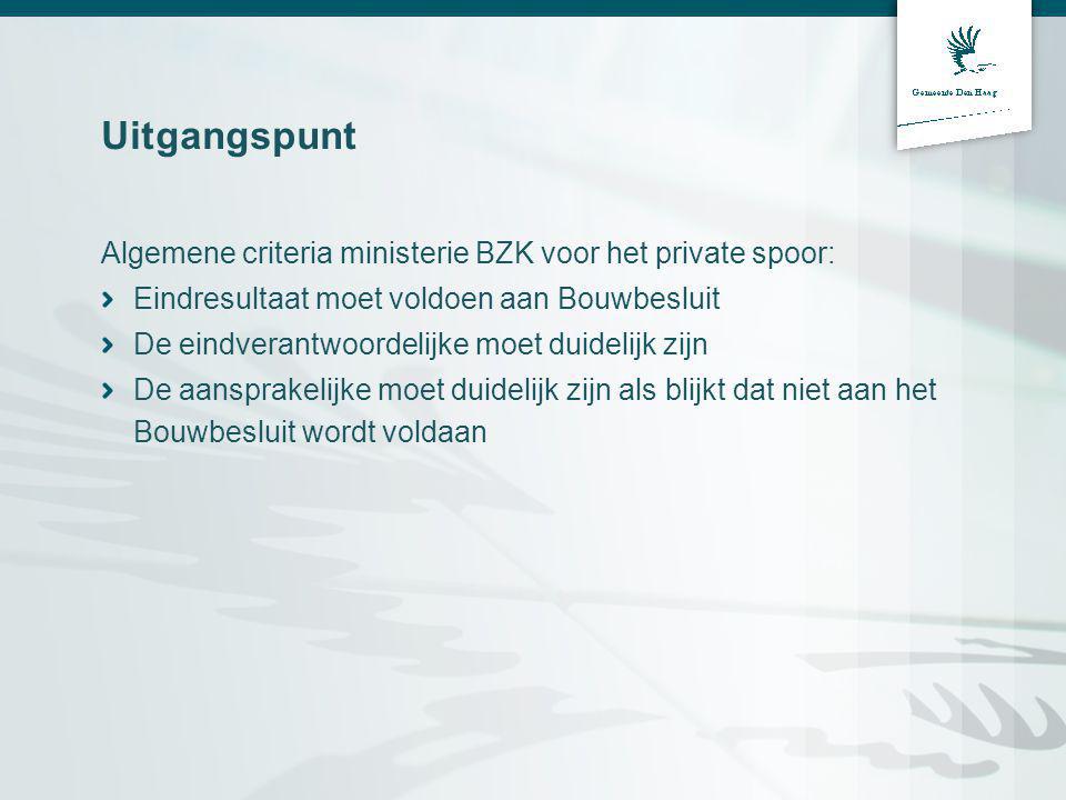 Uitgangspunt Algemene criteria ministerie BZK voor het private spoor: