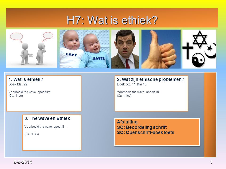 H7: Wat is ethiek 1. Wat is ethiek 2. Wat zijn ethische problemen