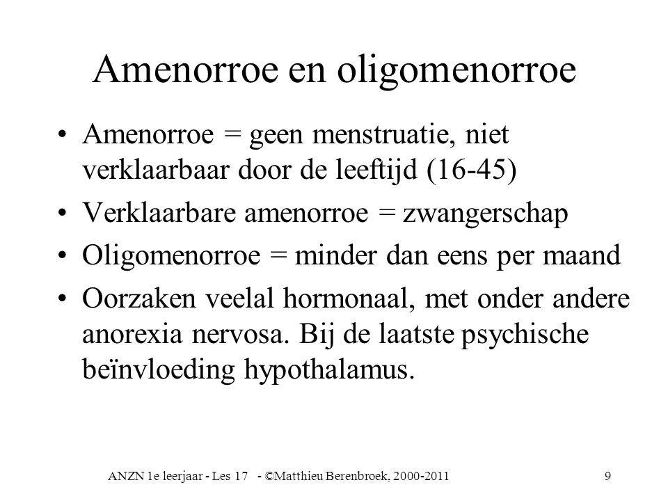 Amenorroe en oligomenorroe