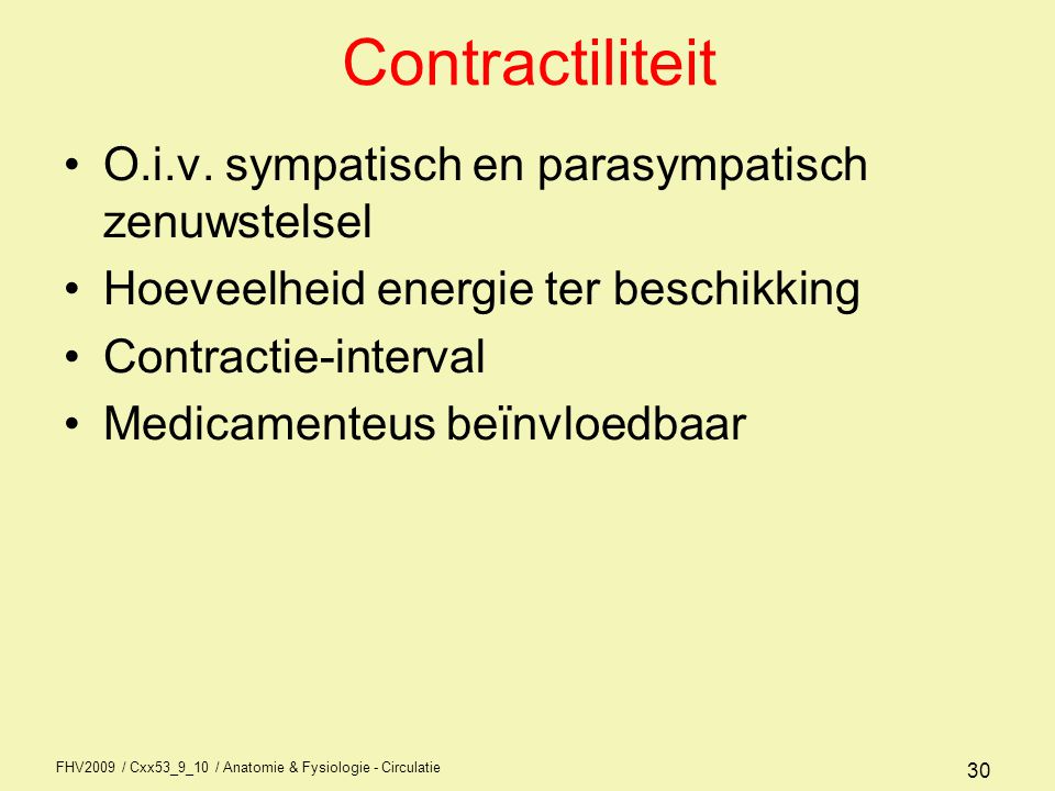 Contractiliteit O.i.v. sympatisch en parasympatisch zenuwstelsel