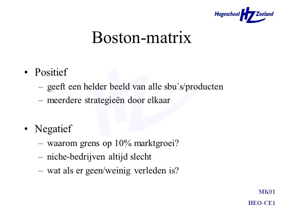 Boston-matrix Positief Negatief