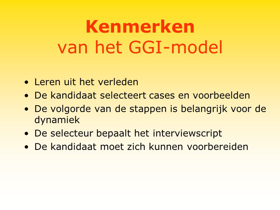 Kenmerken van het GGI-model