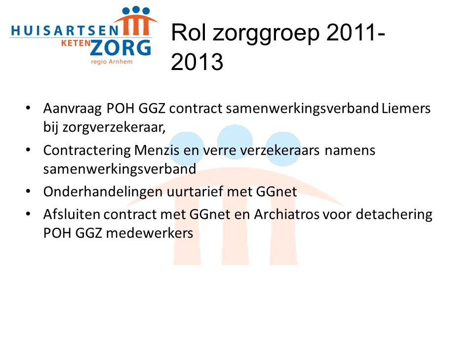 Rol zorggroep Aanvraag POH GGZ contract samenwerkingsverband Liemers bij zorgverzekeraar,