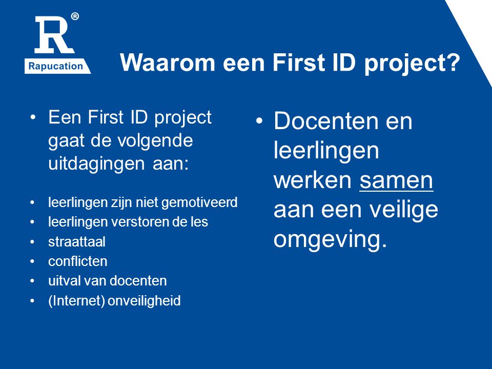 Waarom een First ID project