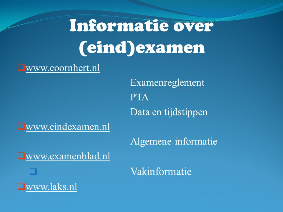 Informatie over (eind)examen