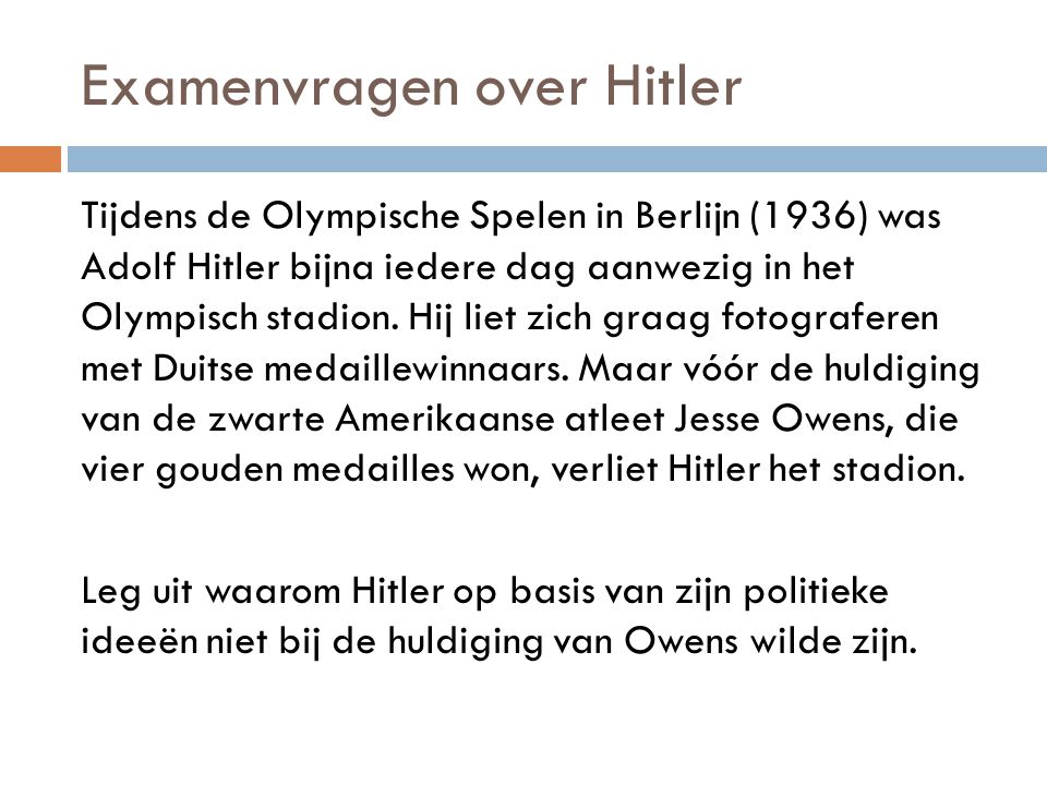Examenvragen over Hitler