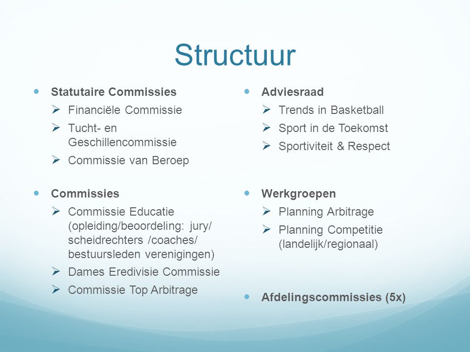 Structuur Statutaire Commissies Financiële Commissie