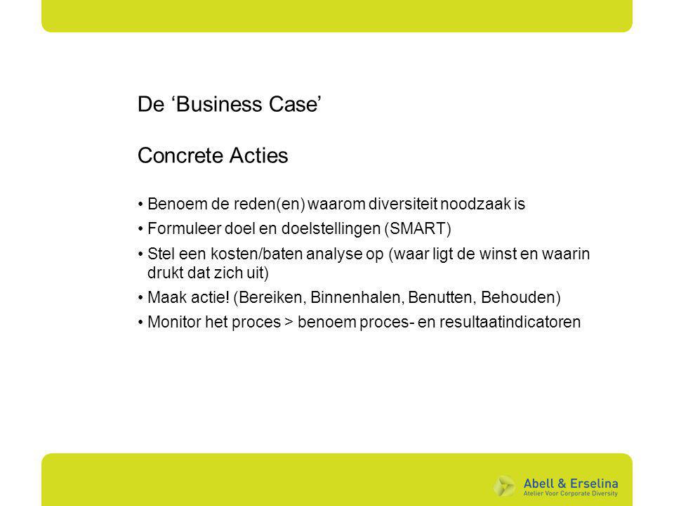 De ‘Business Case’ Concrete Acties