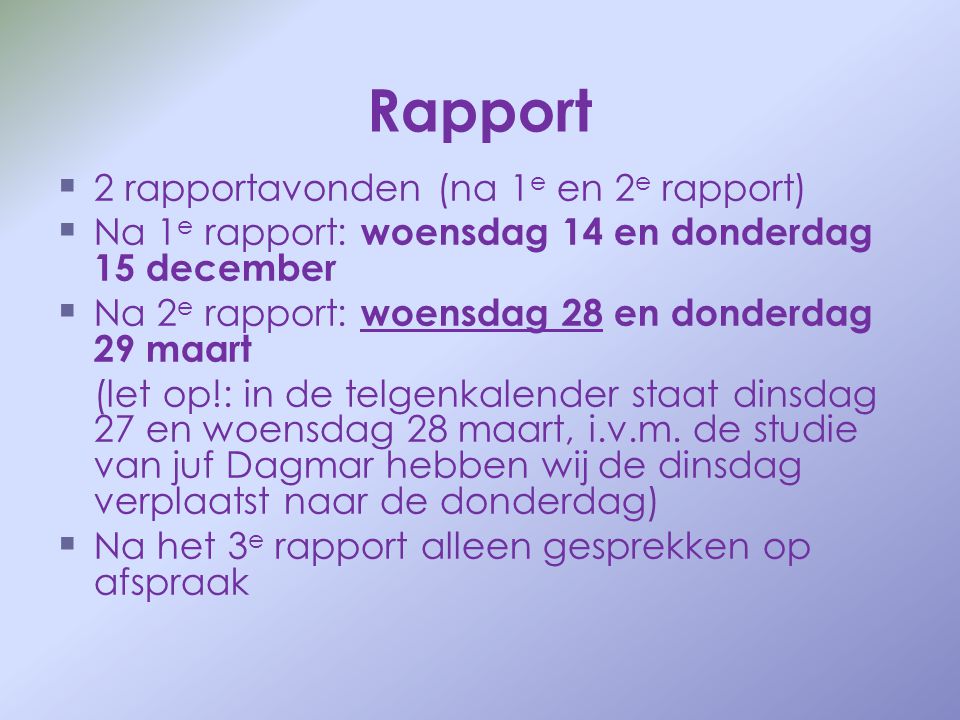 Rapport 2 rapportavonden (na 1e en 2e rapport)