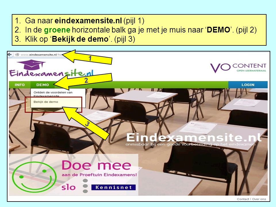 Ga naar eindexamensite.nl (pijl 1)