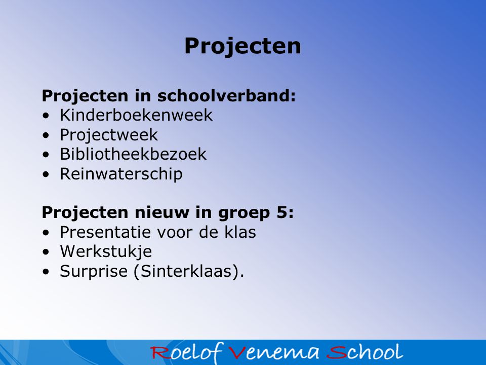 Projecten Projecten in schoolverband: Kinderboekenweek Projectweek