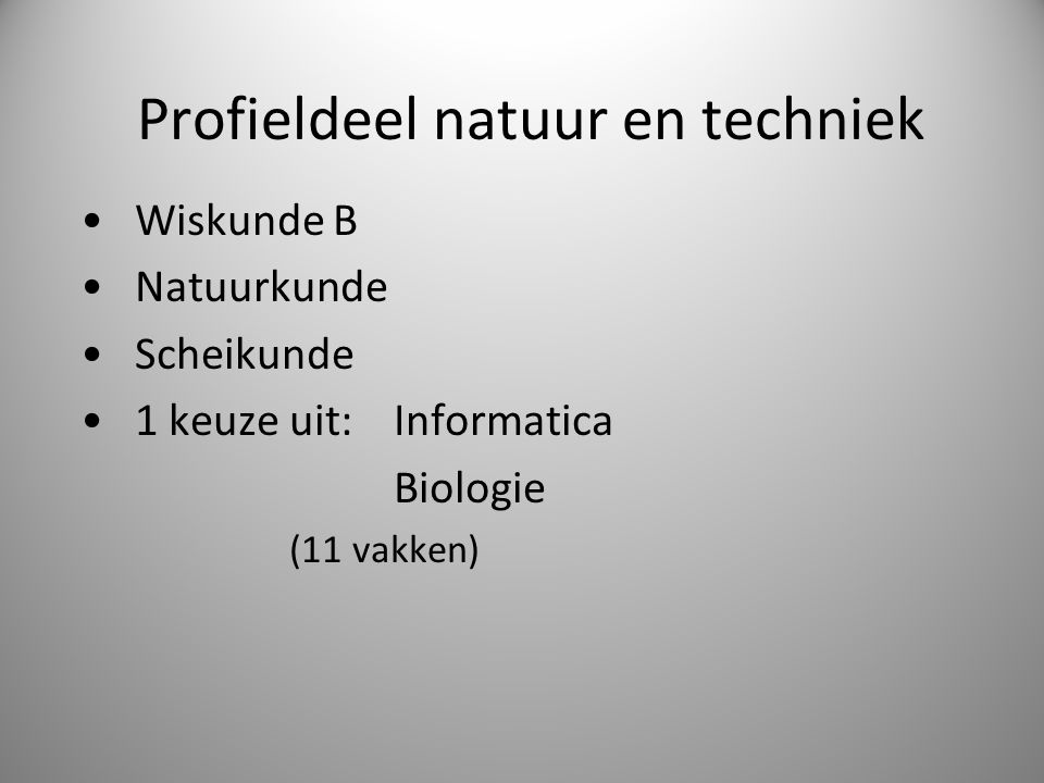 Profieldeel natuur en techniek