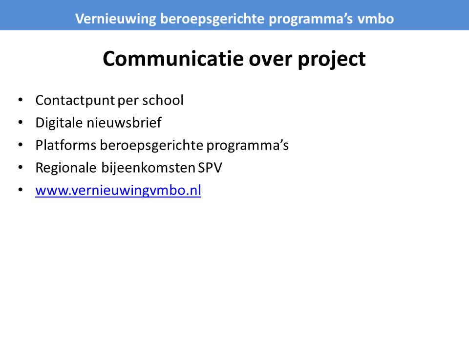 Communicatie over project