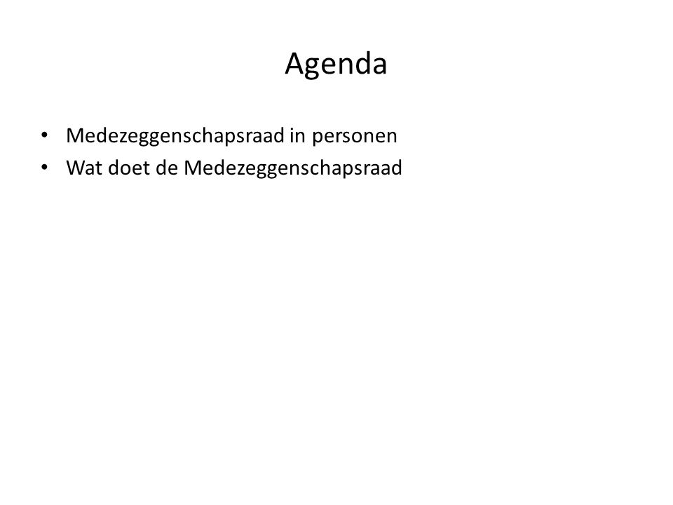 Agenda Medezeggenschapsraad in personen