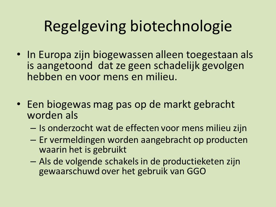 Regelgeving biotechnologie