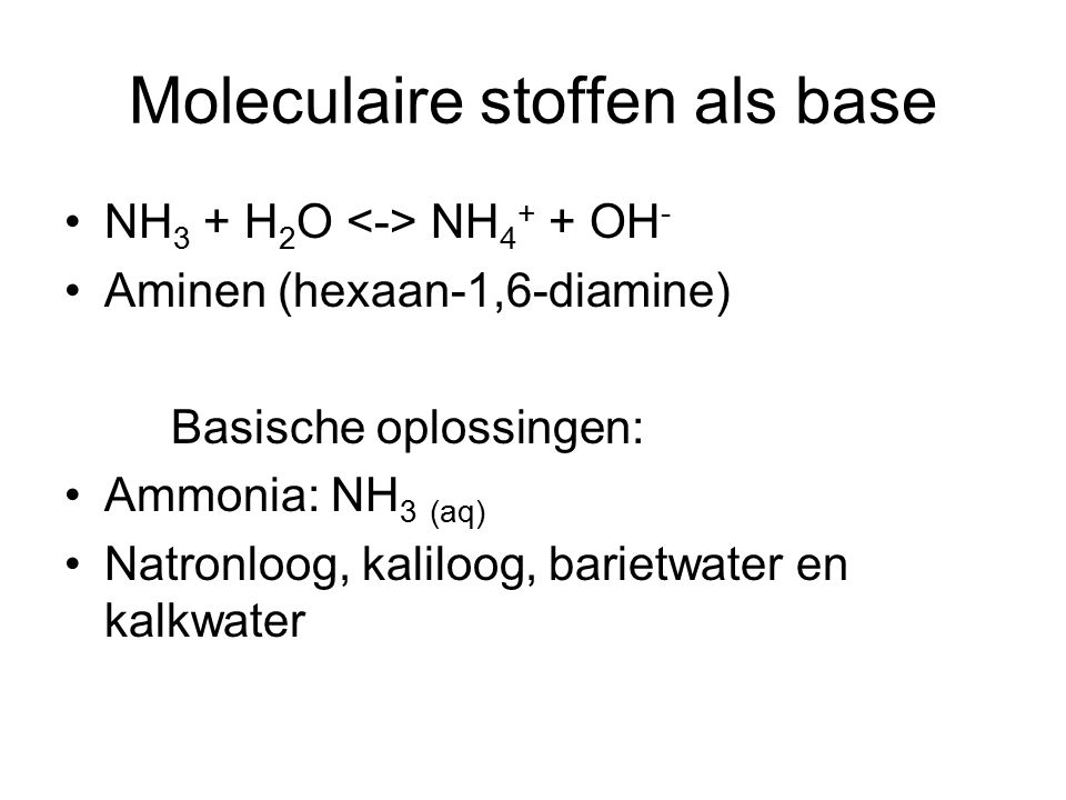 Moleculaire stoffen als base