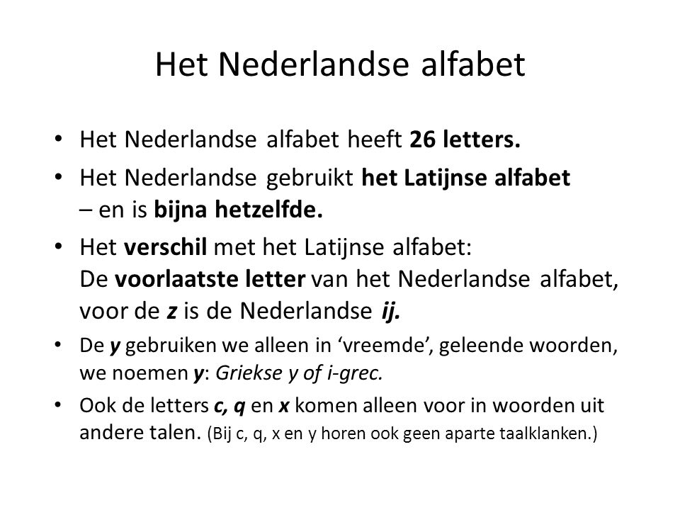 Het Nederlandse alfabet