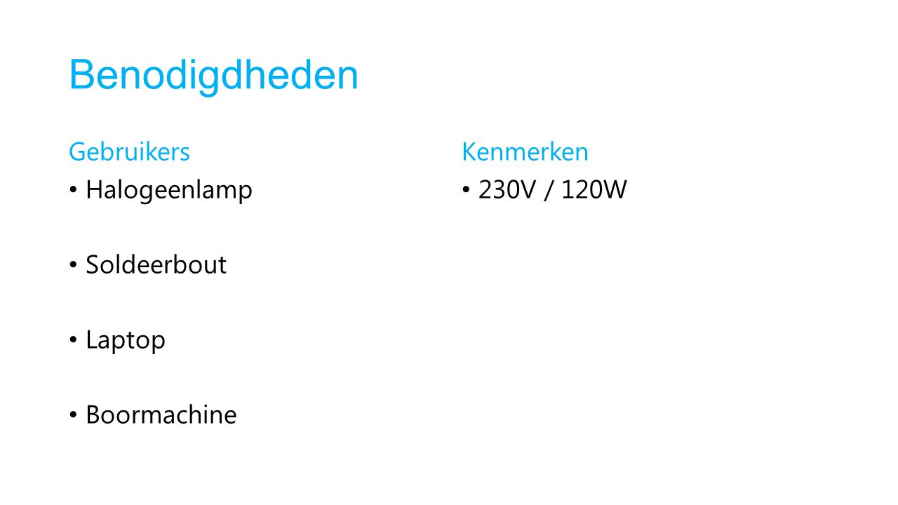 Benodigdheden Gebruikers Halogeenlamp Soldeerbout Laptop Boormachine