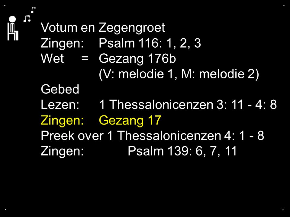 (V: melodie 1, M: melodie 2) Gebed