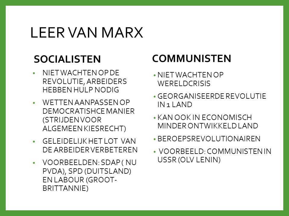LEER VAN MARX COMMUNISTEN SOCIALISTEN
