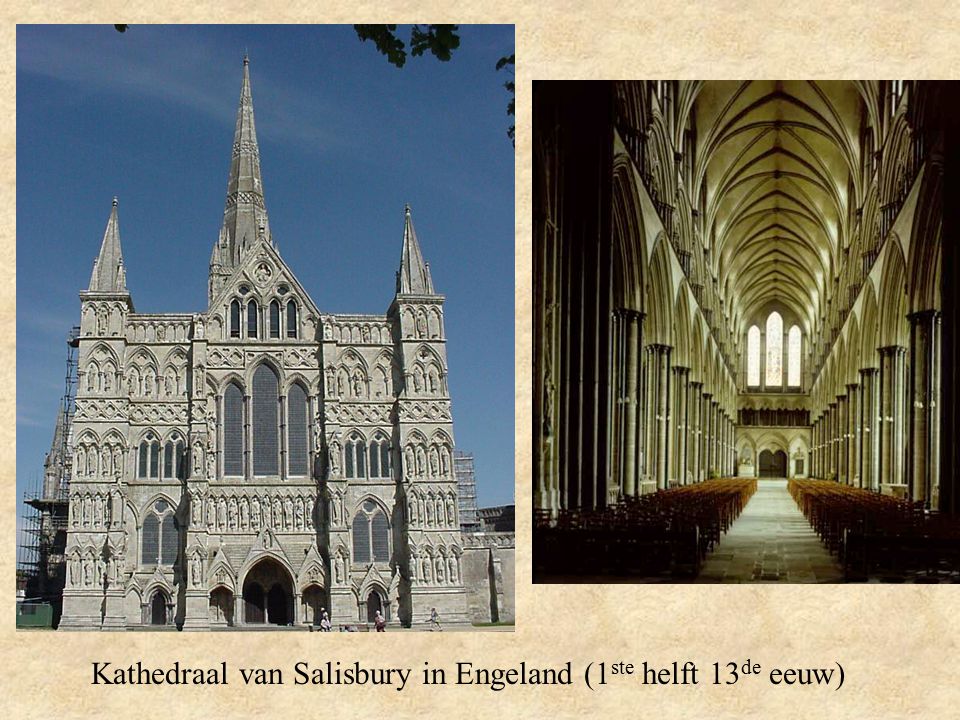 Kathedraal van Salisbury in Engeland (1ste helft 13de eeuw)