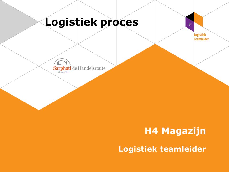 Logistiek proces H4 Magazijn Logistiek teamleider