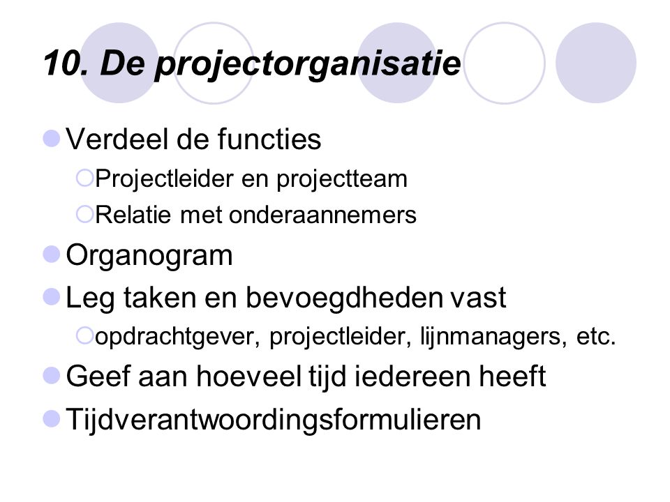 10. De projectorganisatie