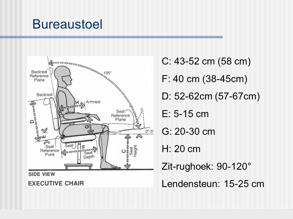Bureaustoel C: cm (58 cm) F: 40 cm (38-45cm)