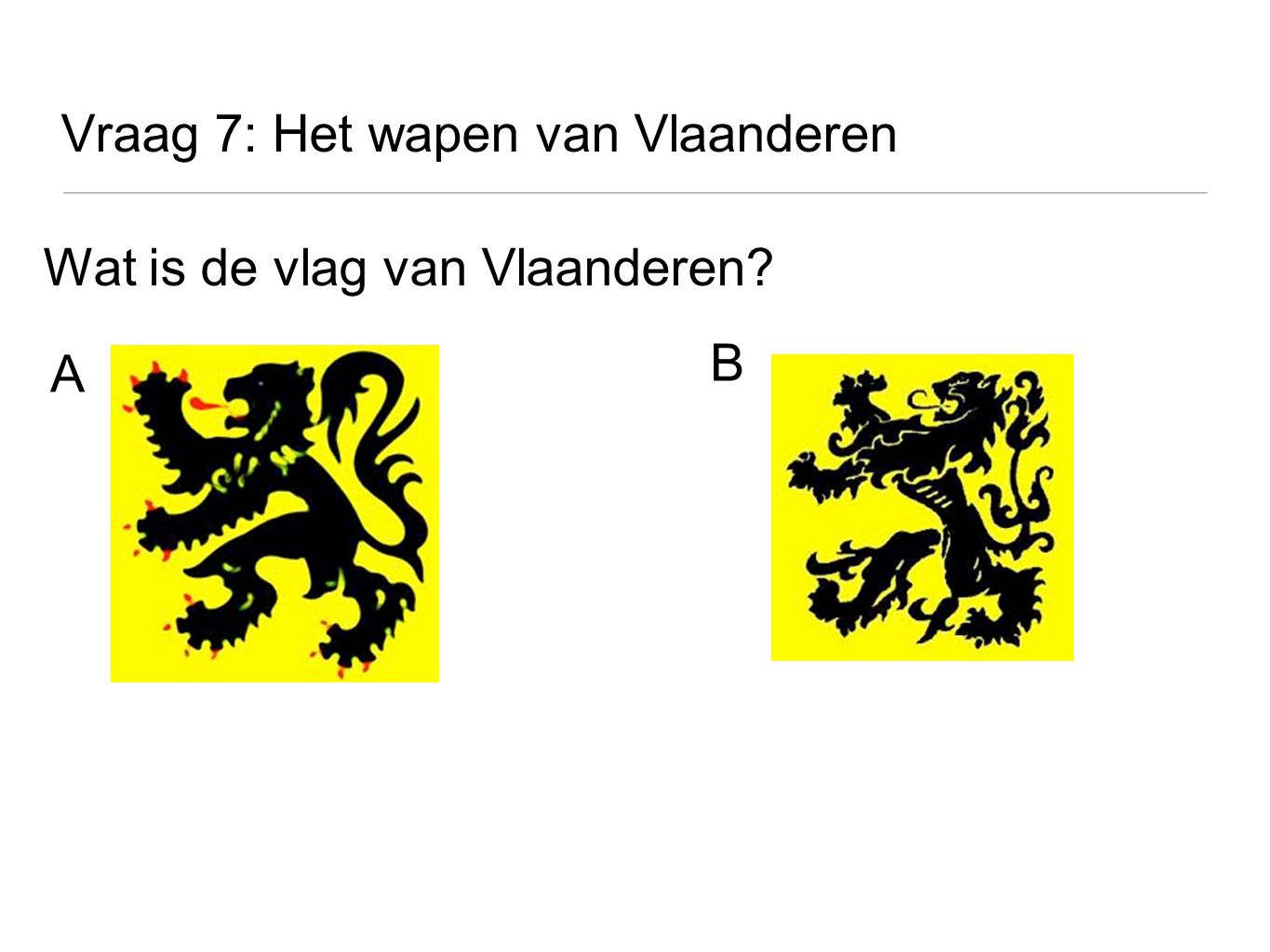 Vraag 7: Het wapen van Vlaanderen