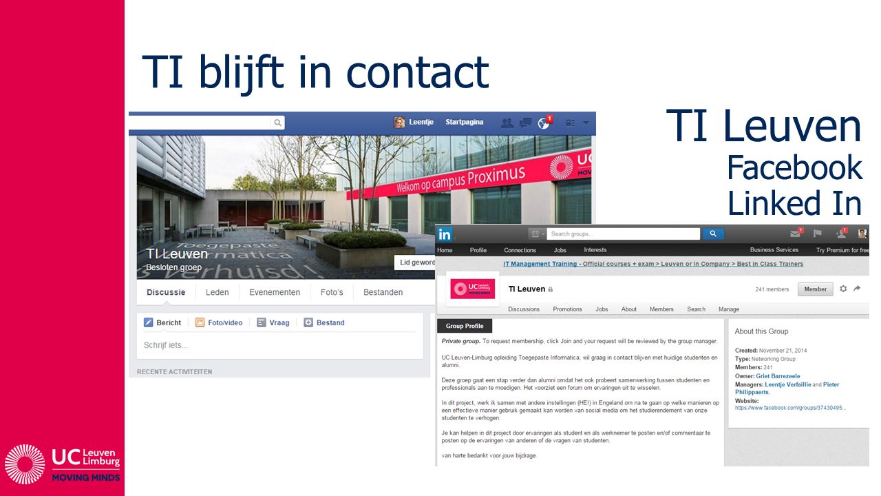 TI blijft in contact TI Leuven Facebook Linked In