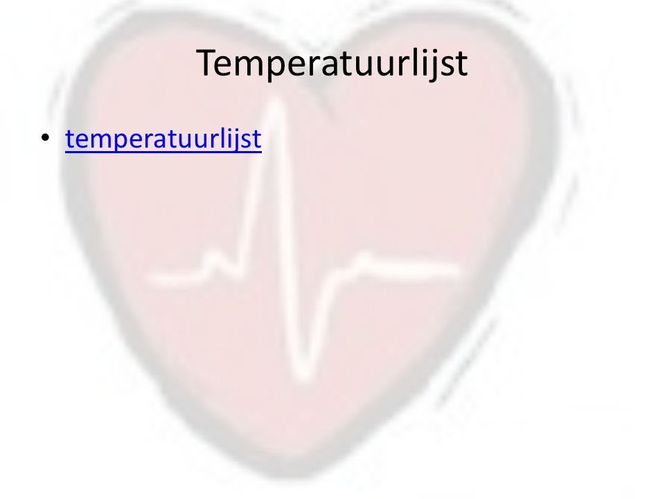 Temperatuurlijst temperatuurlijst
