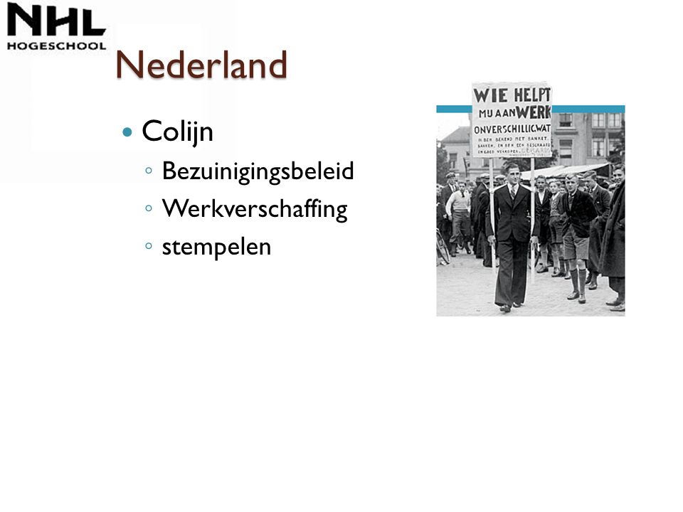Nederland Colijn Bezuinigingsbeleid Werkverschaffing stempelen
