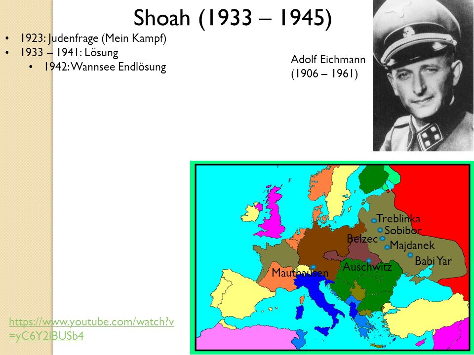 Shoah (1933 – 1945) 1923: Judenfrage (Mein Kampf) 1933 – 1941: Lösung